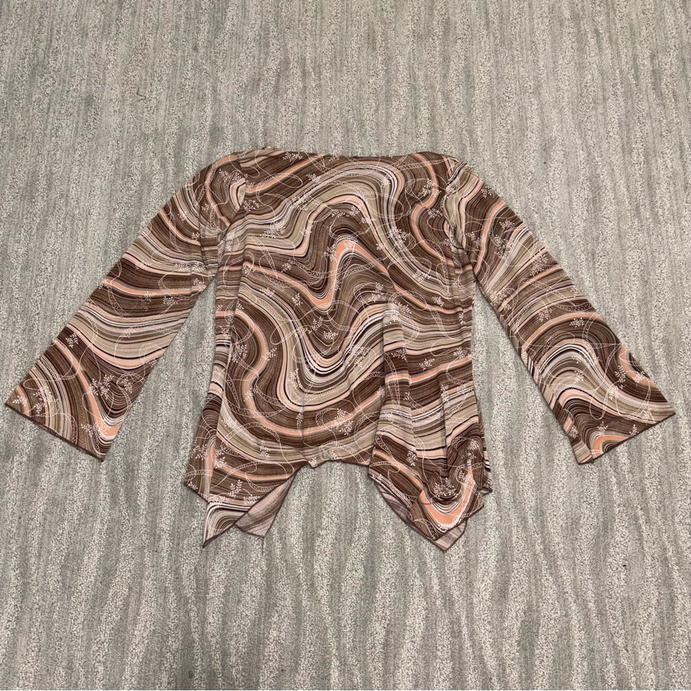La Khaki Y2K Long Sleeve Sweetheart Neck Asymmetrical Blouse Fairy Women’s Sz 3X - Picture 5 of 7